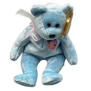 Beanie babies Eggs 11 2001 Easter polyester fibers bow bear egg blue pink READ